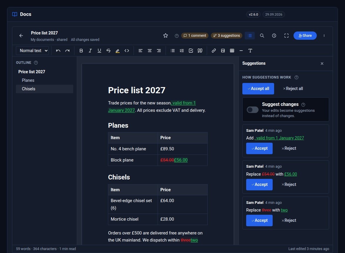 Suggested changes waiting for review, with Accept and Reject for each